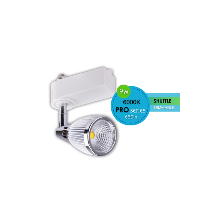 Shuttle Tracklight LED 9W Dimmable 6000K 100° Chrome-White Lusion - 52101