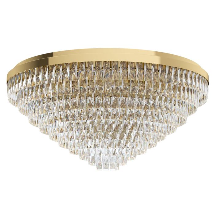 Valparaiso 25 Light Crystal 40W E14 Flush Mount Light Gold 39461