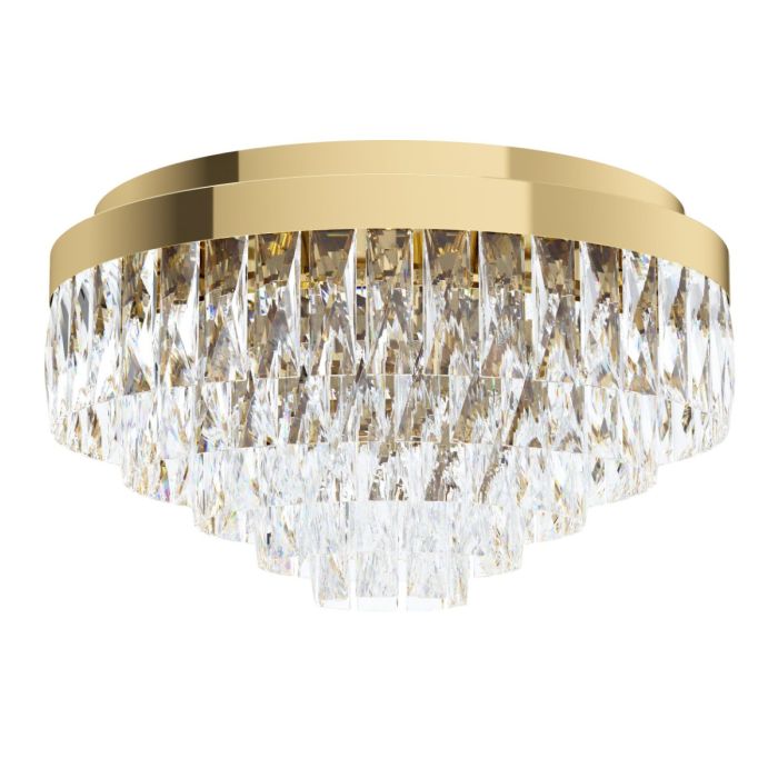 Valparaiso 8 Light Crystal 40W E14 Flush Mount Light Gold 39457