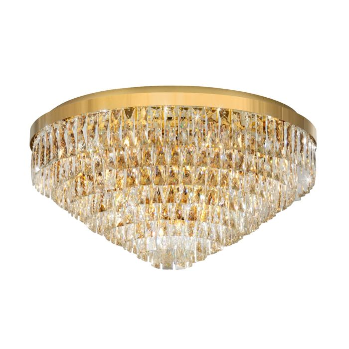 Valparaiso 16 Light Crystal 40W E14 Flush Mount Light Gold 39459