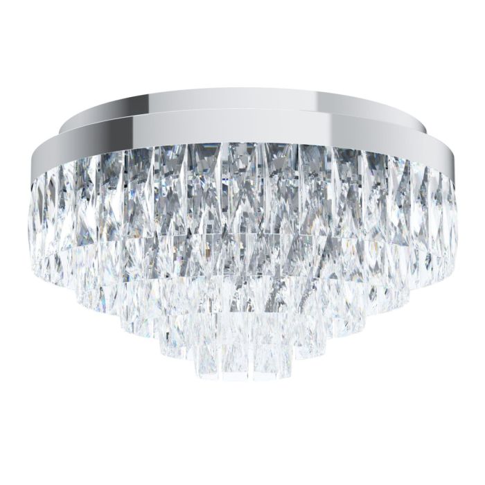 Valparaiso 1 8 Light Crystal 40W E14 Flush Mount Light Chrome 39489