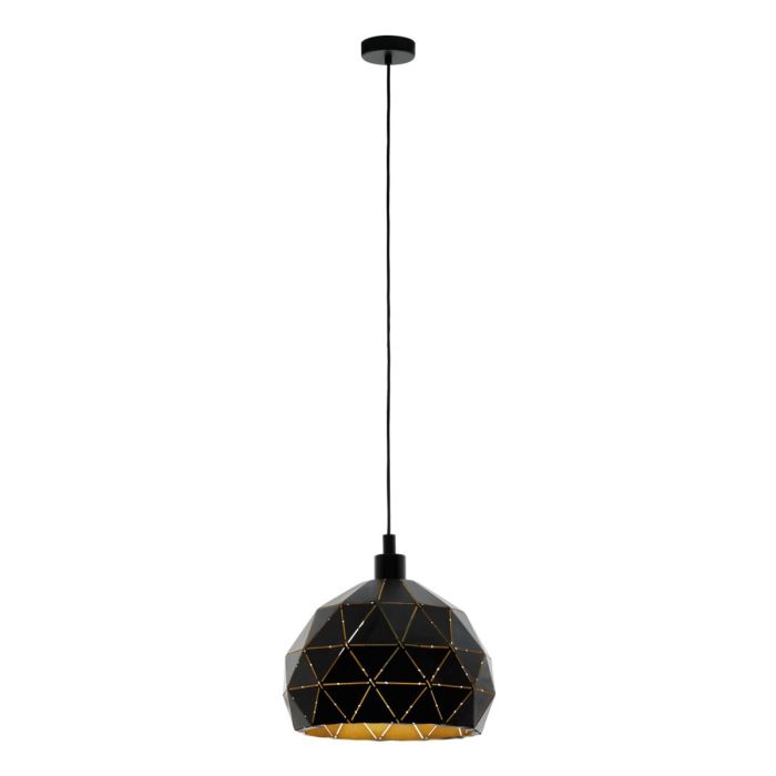 Roccaforte 1 Light Pendant E27 60W Large Black 97841N