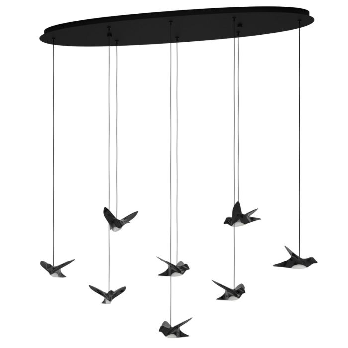 PARATEBUENO PENDANT LIGHT 8X3W LED 3000K NICKEL-NERO OBLONG 390055