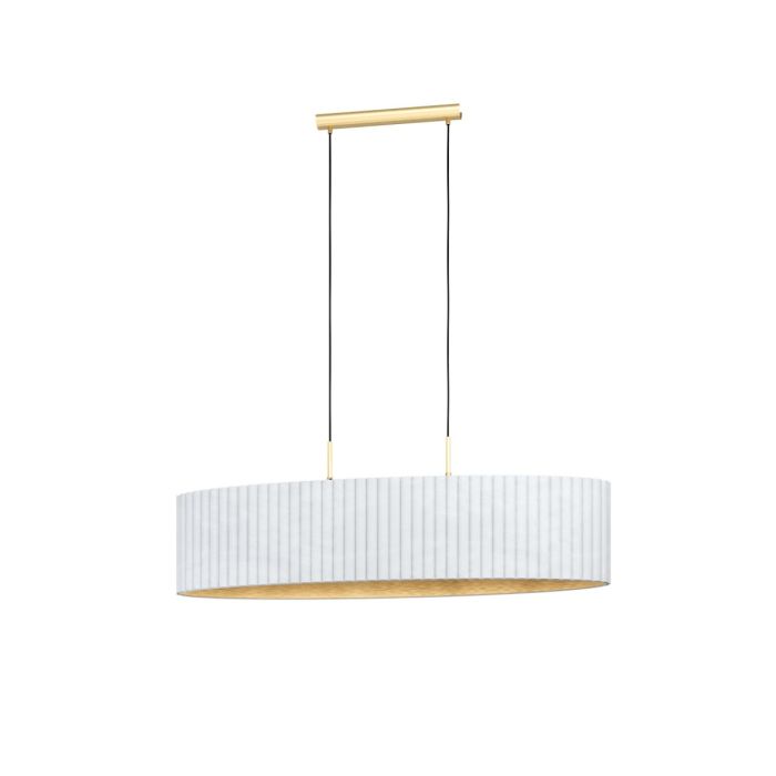 Tamaresco 2 Light Pendant 40W E27 White with Brushed Brass 39764N