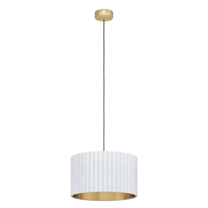 Tamaresco 1 Light Pendant 40W E27 White with Brushed Brass 39765N