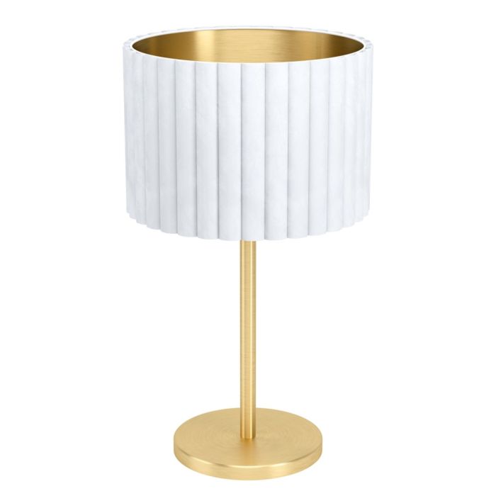 Tamaresco 1 Light Table Lamp 40W E27 Brushed Brass With White Shade