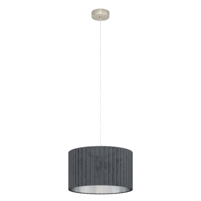 Tamaresco 1 Light Pendant 40W E27 Grey with Satin Nickel 39774N