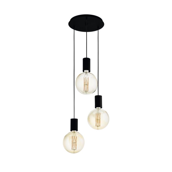 Pozueta 3 Light Pendant 40W E27 Black 98663N