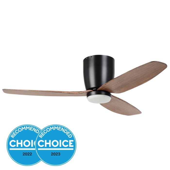 Seacliff 44" Dimmable 12W LED DC Ceiling Fan Black with Walnut Blade Tri-Colour 20523606