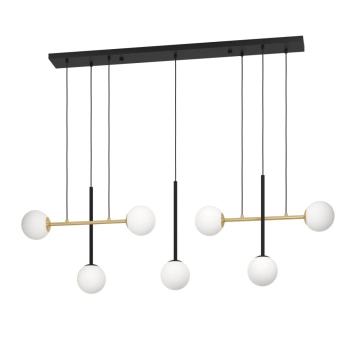 PAZ PENDANT LIGHT 7X40W E14 BLACK WITH BRASS ROUND 390178