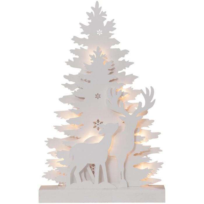 XMAS FAUNA TREE/REINDEER DEC WHT 410417