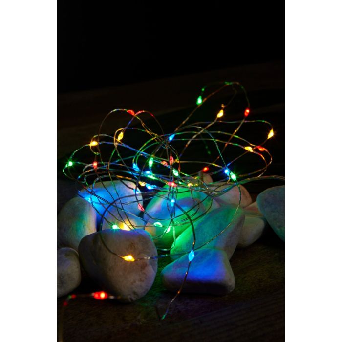 XMAS DEW DROP X40 LED MULTI-COL SIL 4M 411096