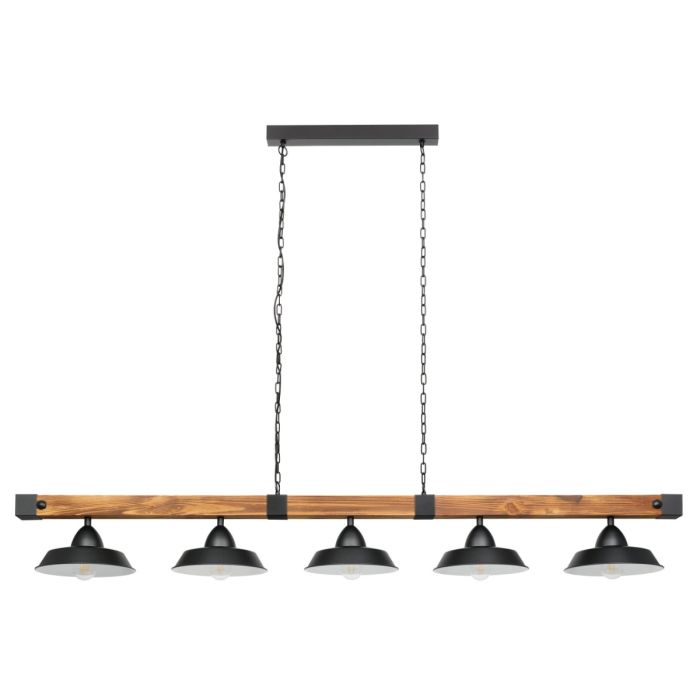 Oldbury 5 Light Pendant Wood Rustic Brown E27 60w 205036