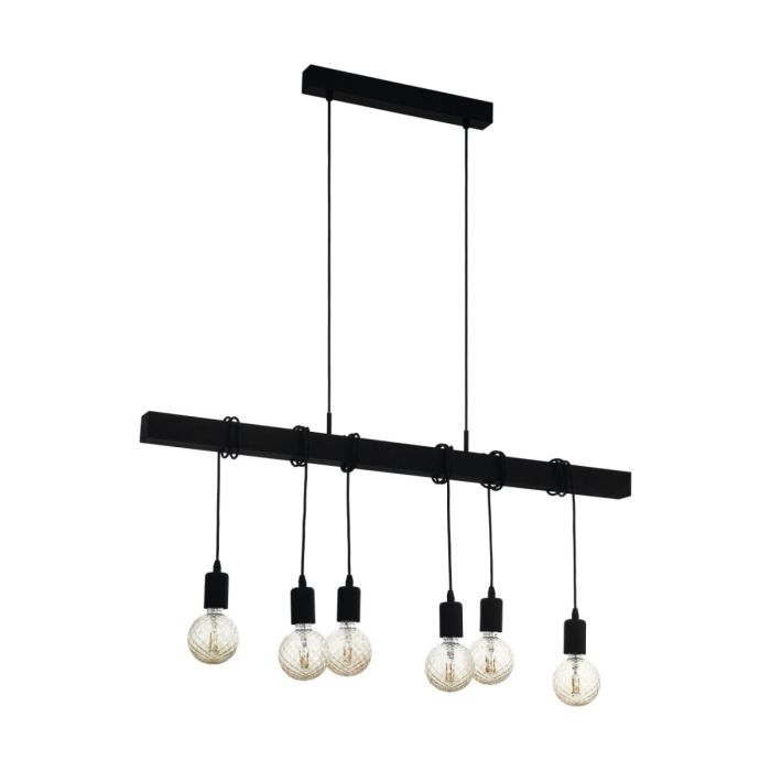 Townshend 6 Light Pendant 60W E27 Black 49755N