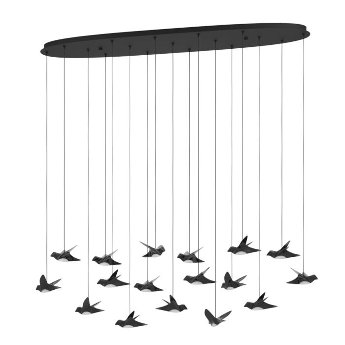 PARATEBUENO PENDANT LIGHT 17X3W LED 3000K NICKEL-NERO OBLONG 390353