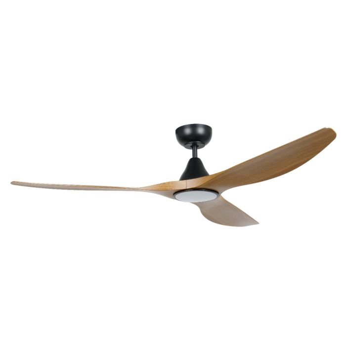 Surf 60" DC Ceiling Fan 20W Dimmable LED Tri-colour  Matt Black with Burmese Teak Blade 20550217