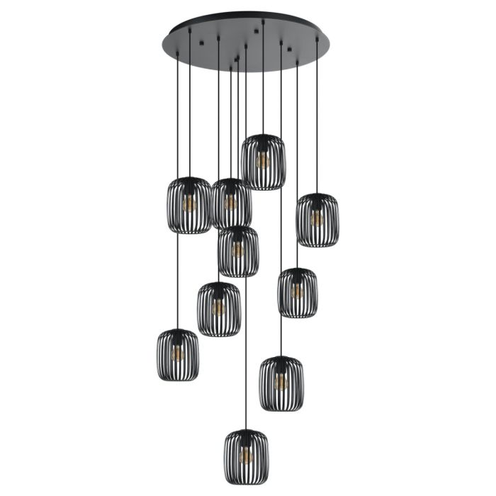 Romazzina 10 Light Pendant E27 40w Black 205648N