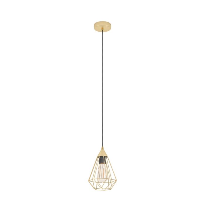 TARBES 1 LIGHT PENDANT 60W E27 BRUSH BRASS SMALL 43681N