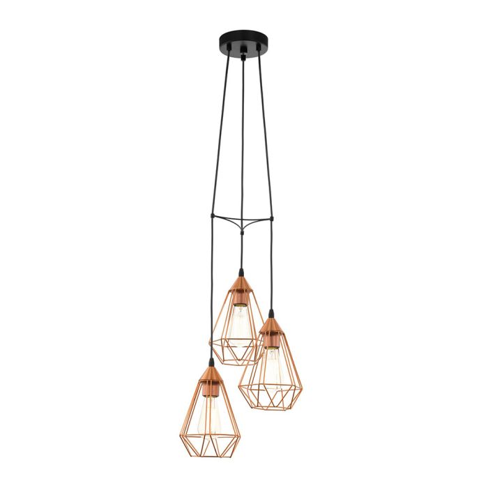 Tarbes 3 Light Cluster Cage Pendant Brushed Copper - 94196