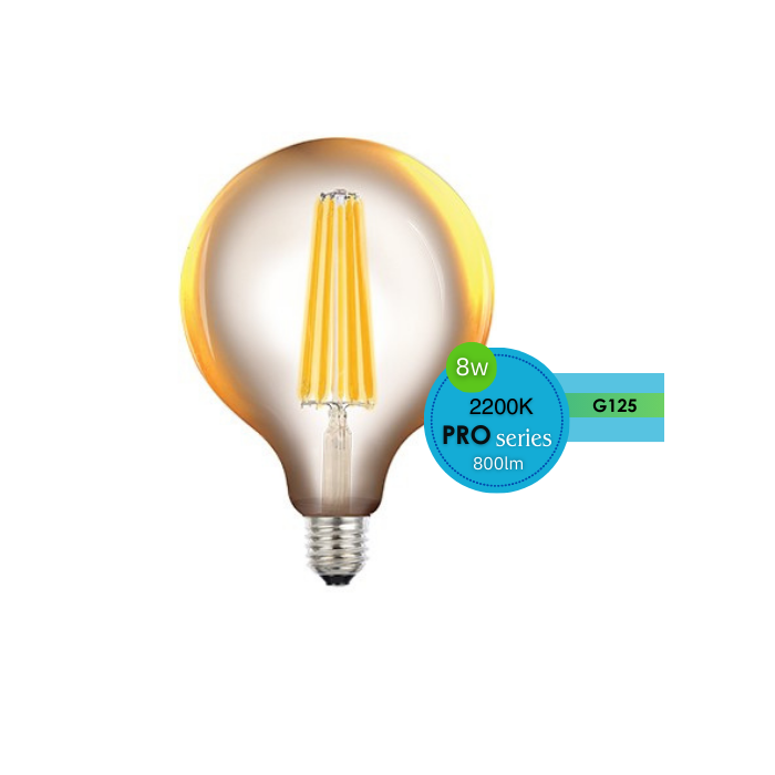 G125 8W ES LED 2200K DIMMABLE AMBER LUS20952