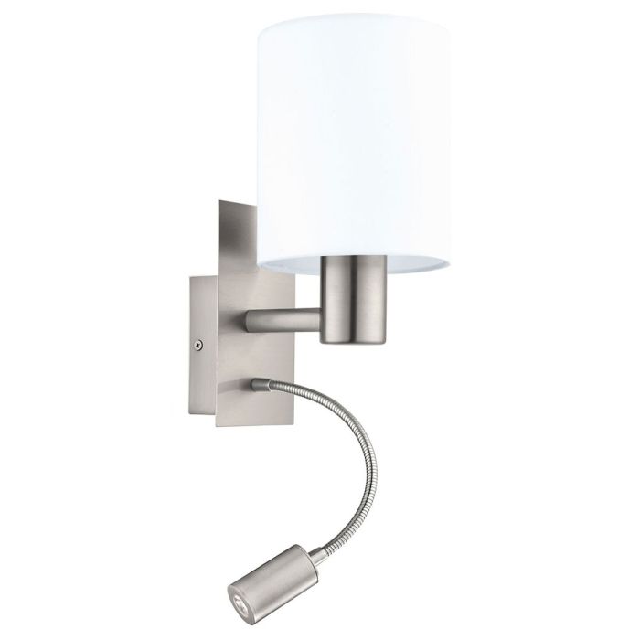 Pasteri Wall Light With Adjustable LED Goose Neck Satin Nickel / White - 96477