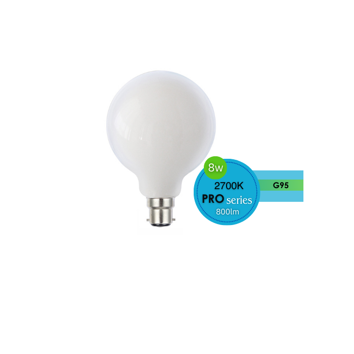 G95 LED Globe 240V 8W BC 2700K Dimmable Opal - 20981