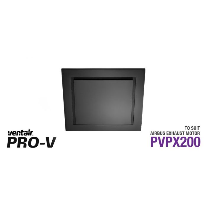 Matte Black Square Fascia to suit AIRBUS 200 body (PVPX200) ABG200BL-SQ Ventair