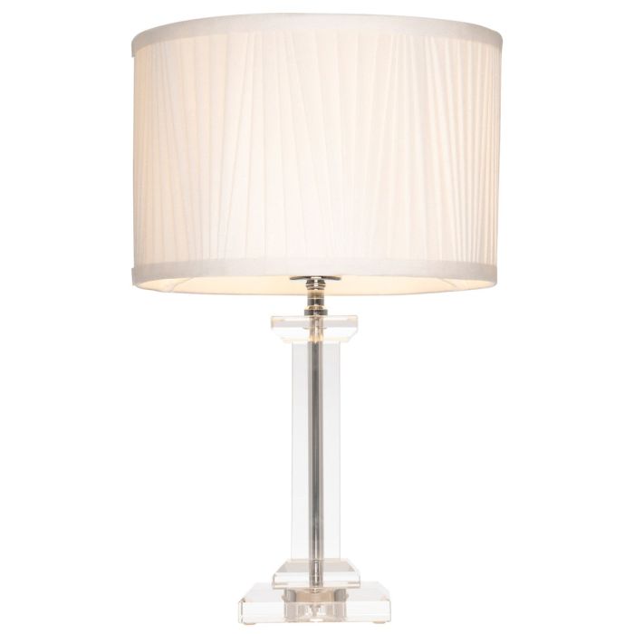 Albion Crystal With Pleated Shade Table Lamp White- MTBL031WHT