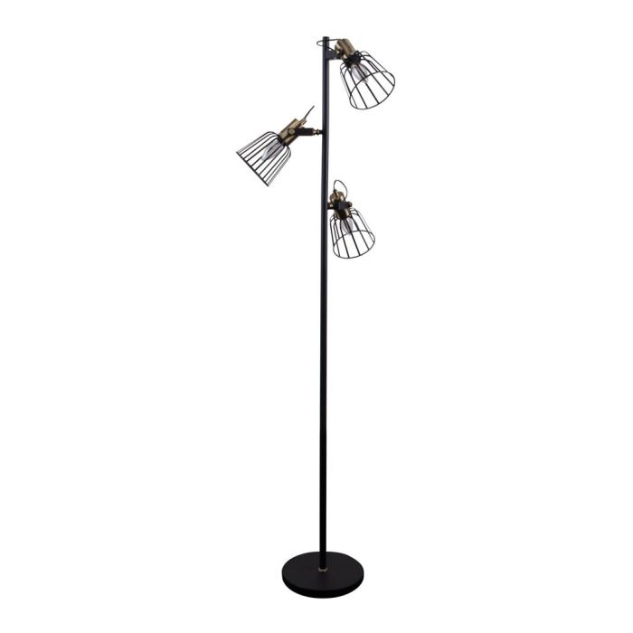 ASHLEY-3FL 3 LIGHT CAGE FLOOR LAMP 240V BLACK 22517