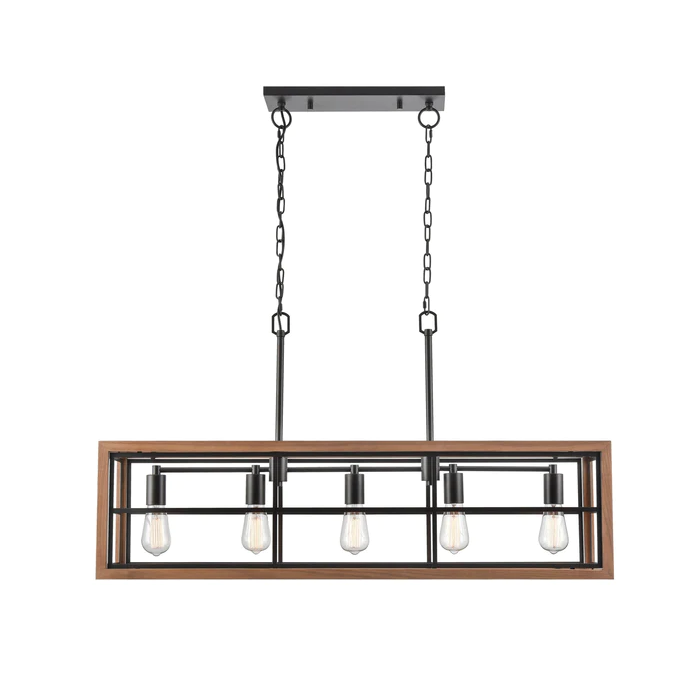 BANQUET Retro Interior Rectangular Wood Frame Pendant Light-BANQUET1