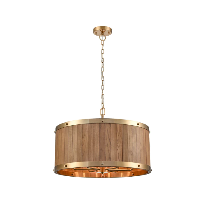 BARRIQUE: Retro Interior Large Drum Wood Pendant Lights- BARRIQUE1