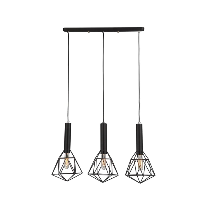 IRON CAGE BLACK 3 X CURVED ES PENDANT BLACKBAND1X3 CLA lighting