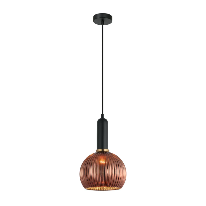 VINTAJ Copper Wine Glass Shape Ribbed Glass Pendant Lights VINTAJ4