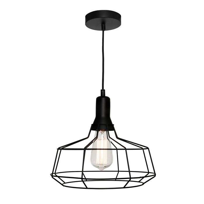 Cage 1lt Pendant Large Black CAGE1PLGE Cougar Lighting