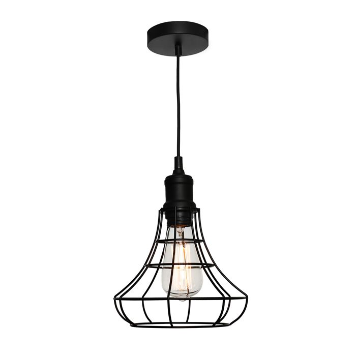 Cage 1lt Pendant Small Black CAGE1PSML Cougar Lighting