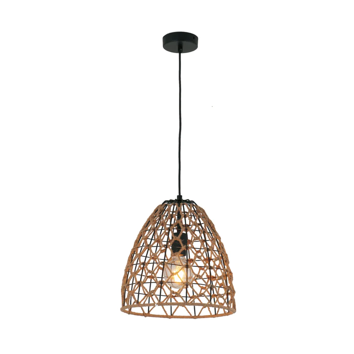 CANAMO Hemp Rope & Black Hardware Ellipse Pendant Light- CANAMO1