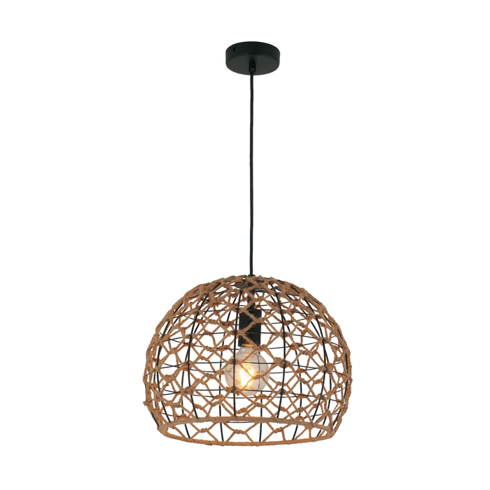 CANAMO Hemp Rope & Black Hardware Ellipse Pendant Light- CANAMO2