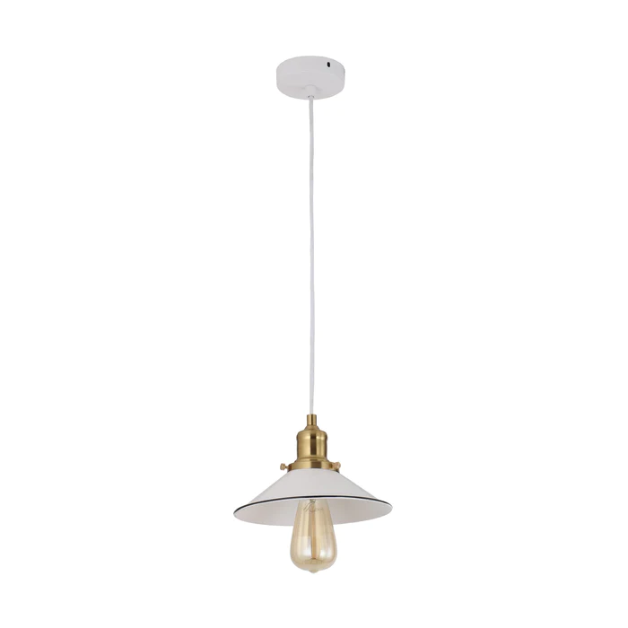 CEREMA: Interior White with Antique Brass & Black Highlight Coolie Pendant Light- CEREMA4