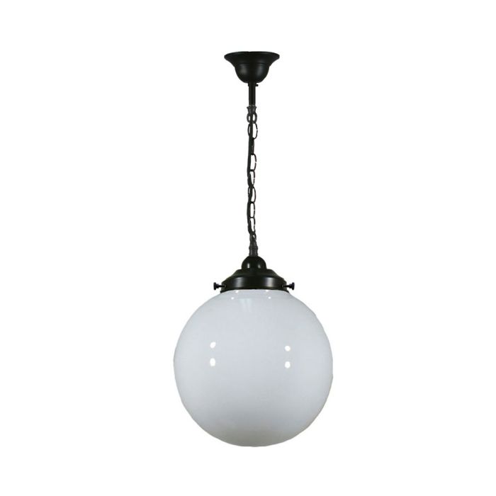 Standard Chain & Cloth Cord Suspension - 10" Sphere Opal Gloss / Patina