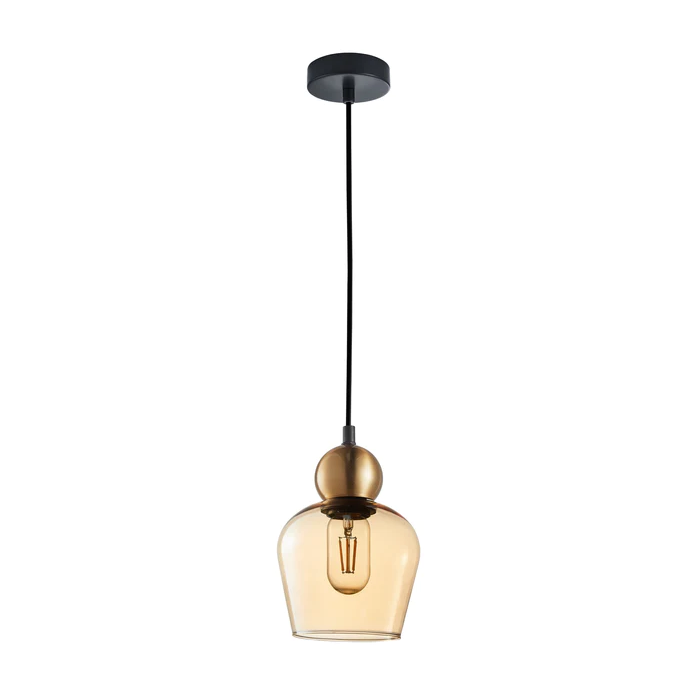 CHAMPAN Bronze Amber Glass Ellipse Pendant Lights-CHAMPAN1