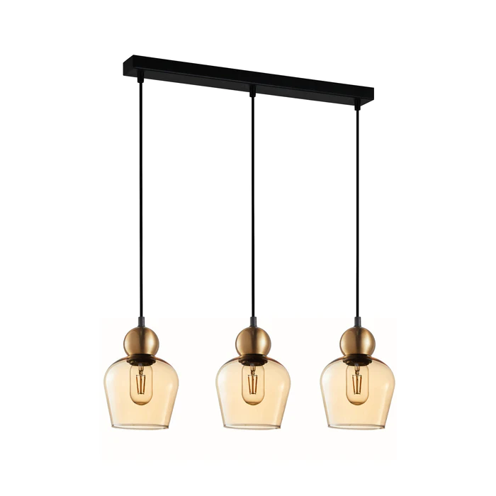 CHAMPAN Bronze Amber Ellipse Multiple Bar Base Pendant 3 Lights-CHAMPAN1X3S