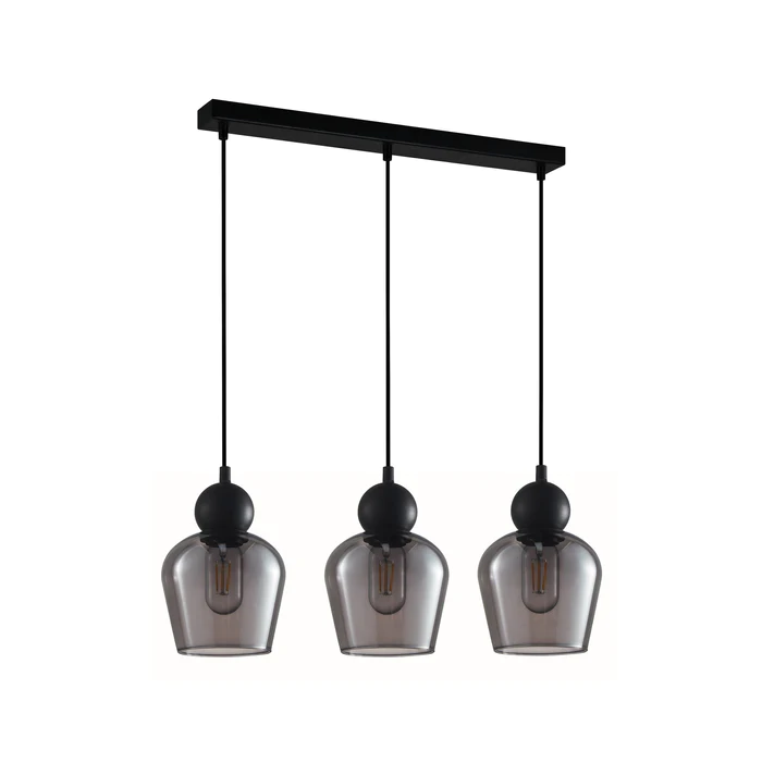 CHAMPAN Smokey Black Ellipse Multiple Bar Base Pendant 3 Lights-CHAMPAN2X3S