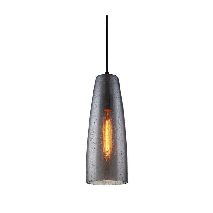 PENDANT ES 72W Smoke BLK GLASS with rain drop effect CHUVA1 Cla Lighting