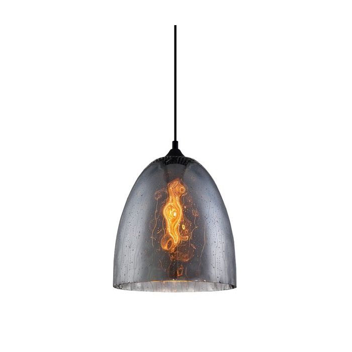 PENDANT ES 72W Smoke BLK Glass ELLIPSE with raindrop effect CHUVA3 Cla Lighting