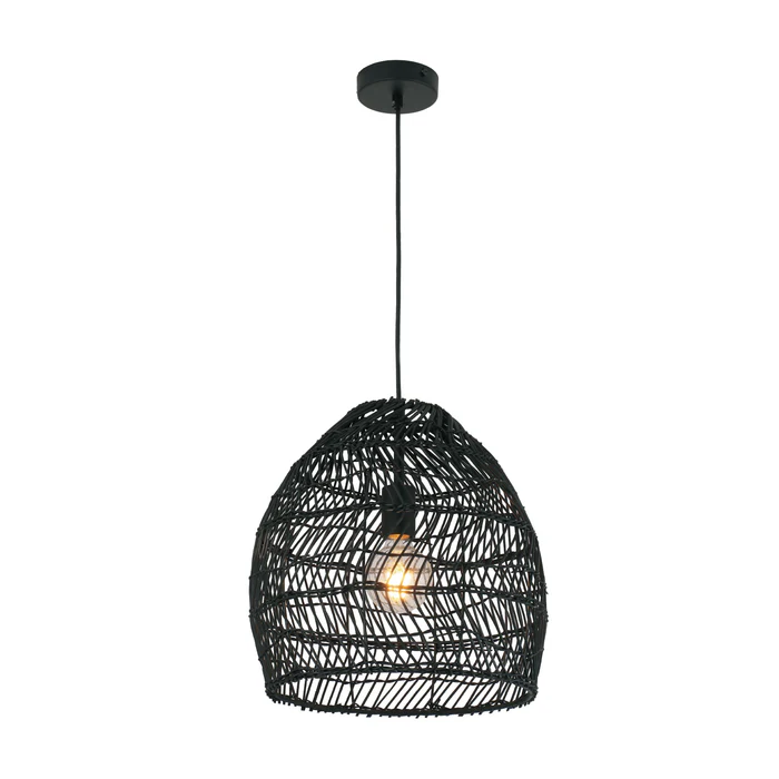 COUP Rattan Matte Black Ellipse Pendant Light COUP1