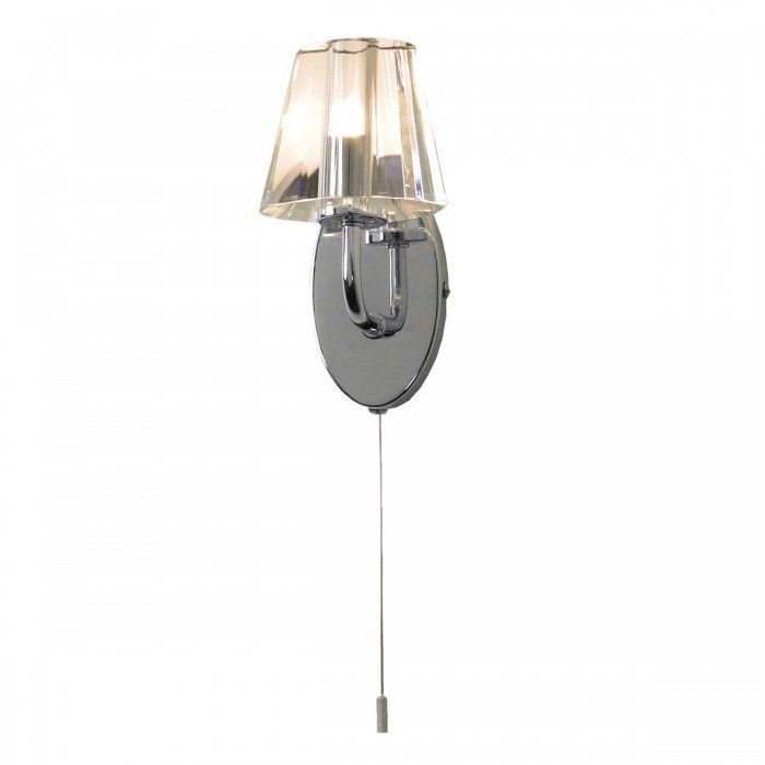 Glow Pull Cord Glass Wall Light Chrome 25W CR1861-1B Superlux