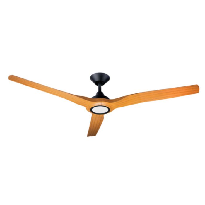 Radical 2 60" 15W LED Dimmable DC Ceiling Fan Matt Black & Bamboo / Tri-Colour - DC2444