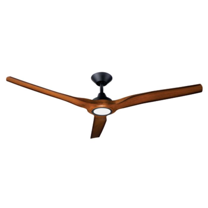 Radical 2 60" 15W LED Dimmable DC Ceiling Fan Matt Black & Koa / Tri-Colour - DC2446