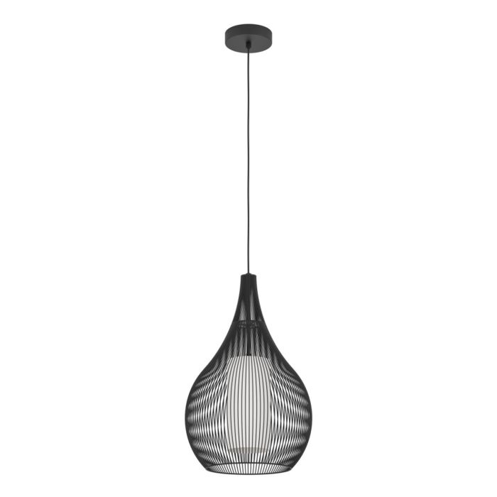 Razon 1 Light Pendant Large E27 40W Black 900828N