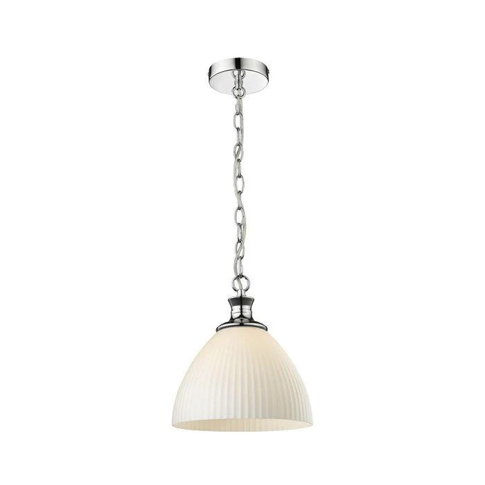 CARTER SINGLE 1 LIGHT CHROME PENDANT LARGE WITH OPAL SHADE 1000133, 